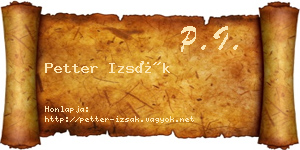 Petter Izsák névjegykártya